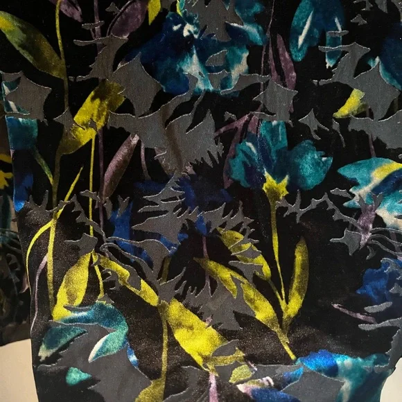 The Limited Floral Velvet Blouse Women’s Ruffle Bell Sleeves Back Tie Large - Picture 5 of 10